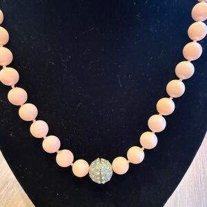 Elegant Pink Opal Beaded Necklace with Silver Accent